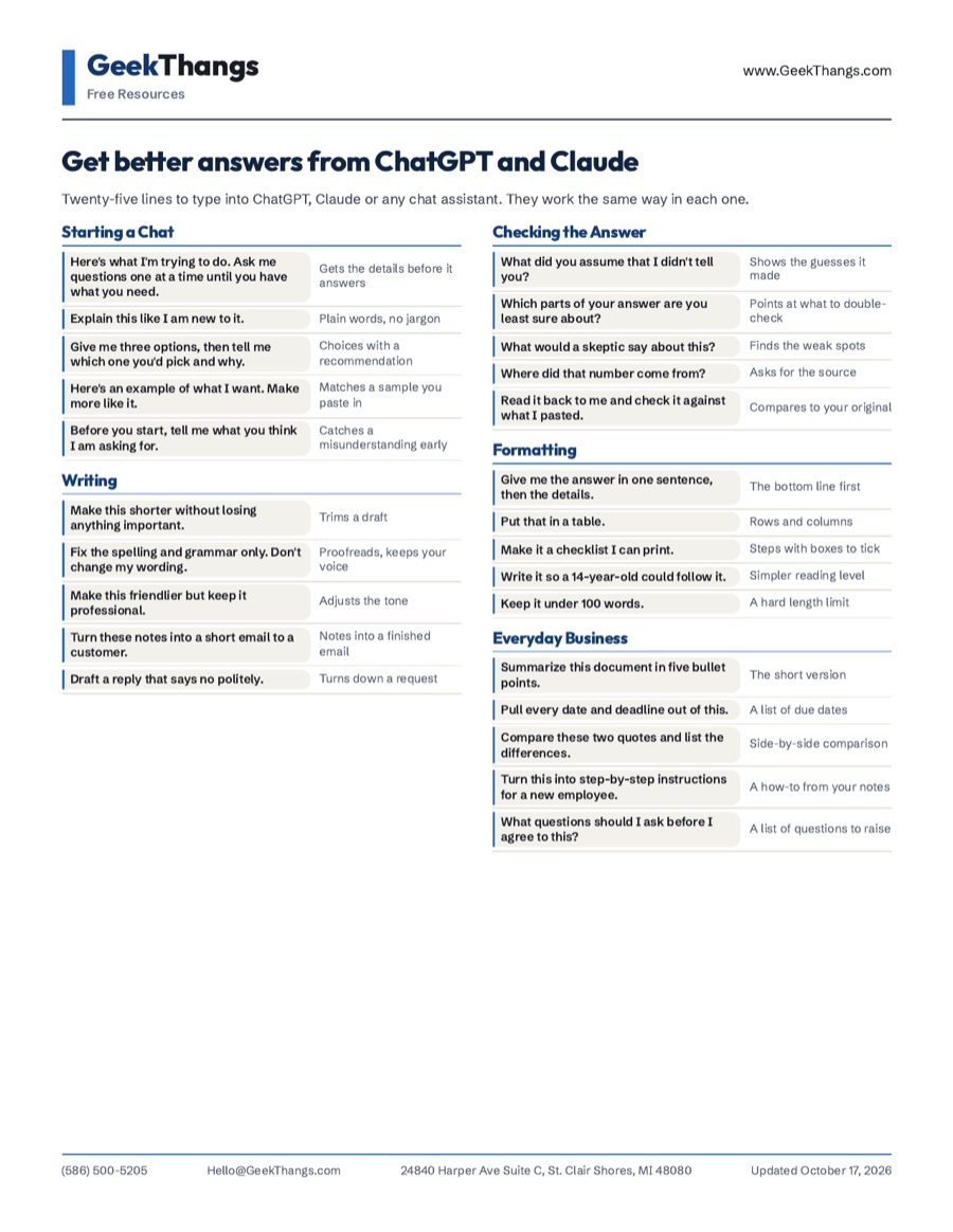 The top of the ChatGPT and Claude cheat sheet