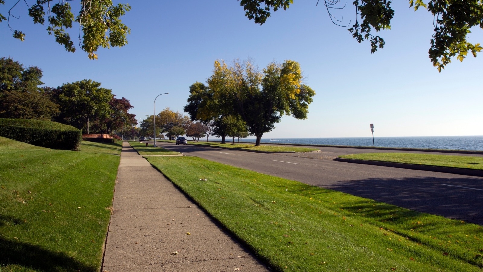 The lakefront path along Lake St. Clair in Grosse Pointe