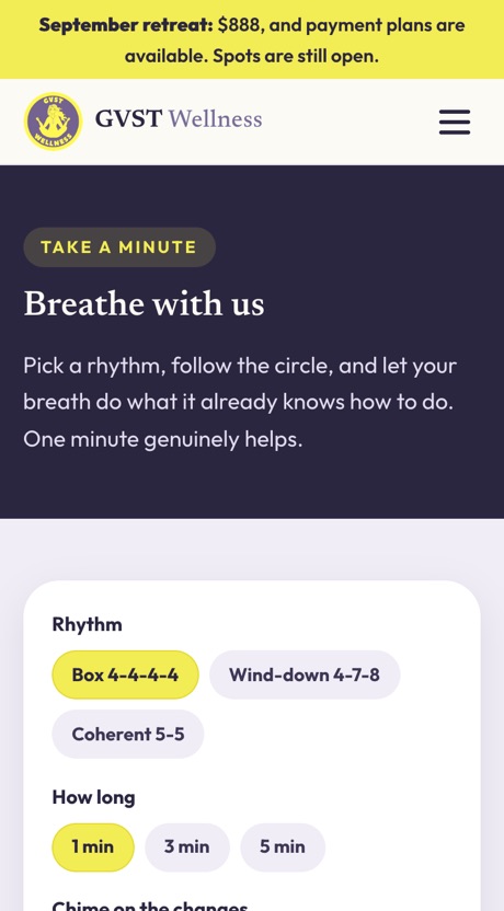 The breathing pacer on a phone