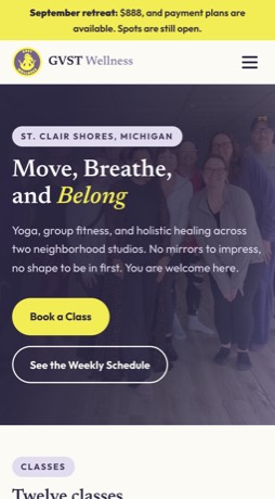 GVSTWellness.com hero section