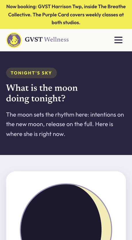 The Moon Tonight page on a phone