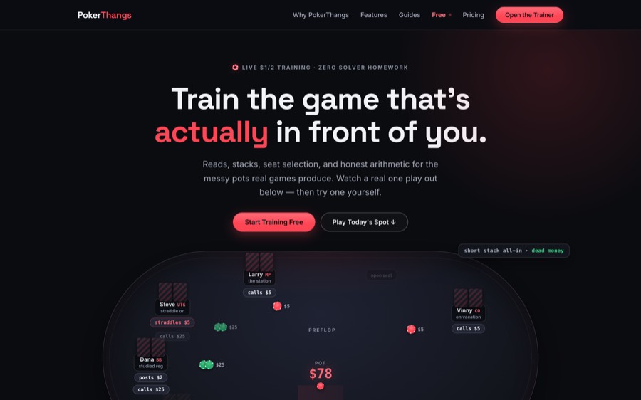 PokerThangs.com hero section