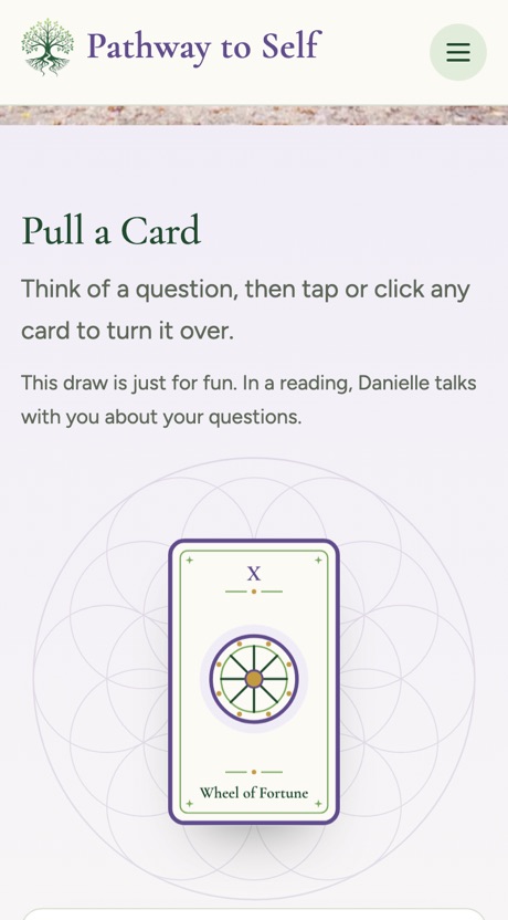 The same section after a tap, with the Wheel of Fortune card turned face up