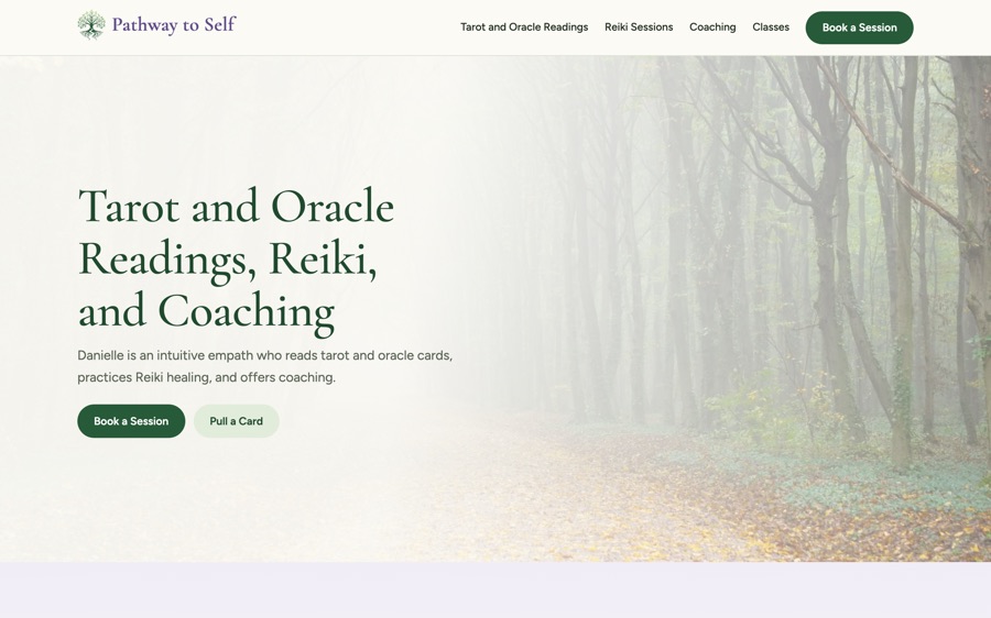 The Pathway to Self homepage on a laptop