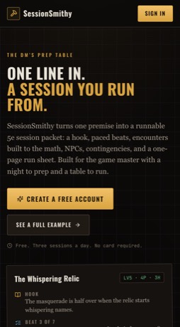 SessionSmithy.com hero section