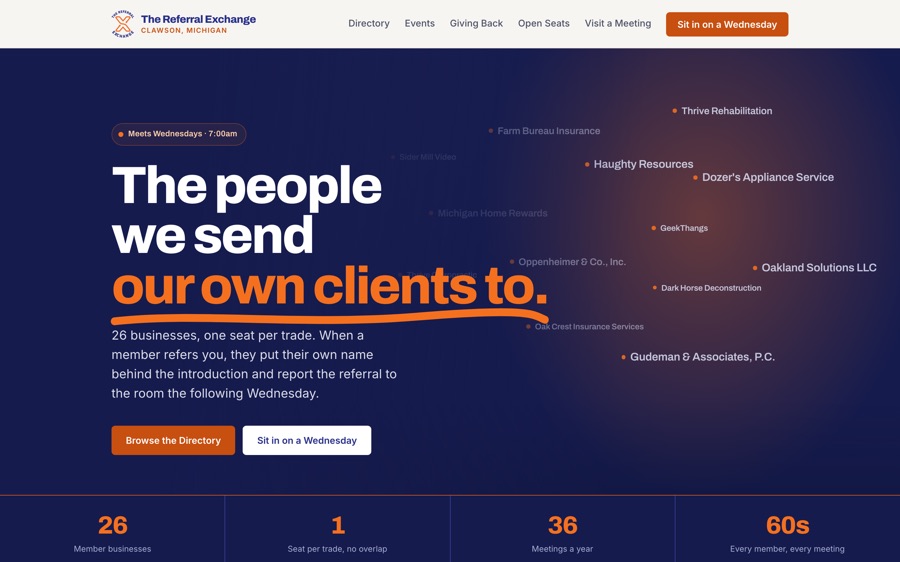 The Referral Exchange homepage on a laptop